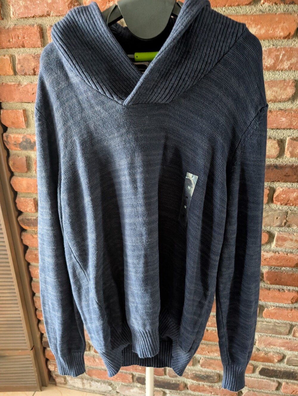 NWT Sun + Stone Men's Navy V-Neck Shawl Collar Sweater